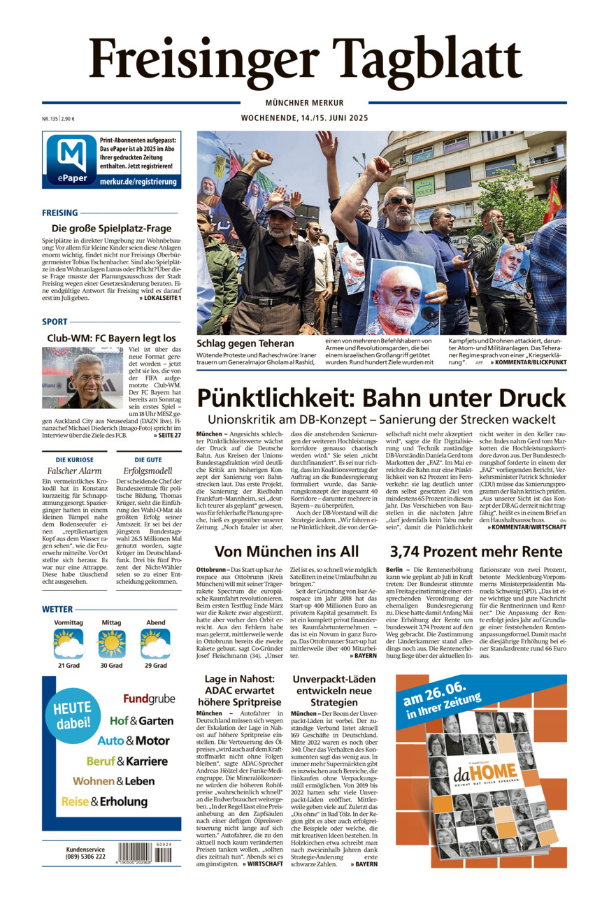 Freisinger Tagblatt vom Samstag, 14.06.2025