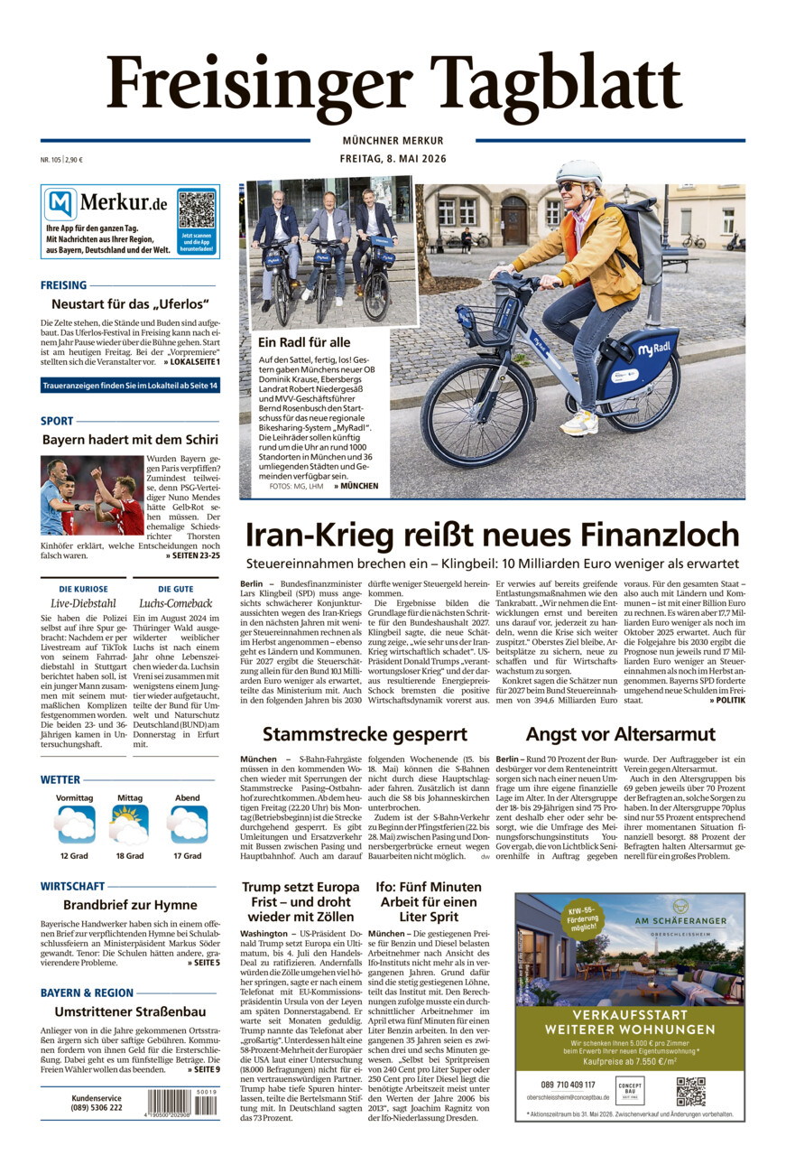 Freisinger Tagblatt vom Freitag, 08.05.2026