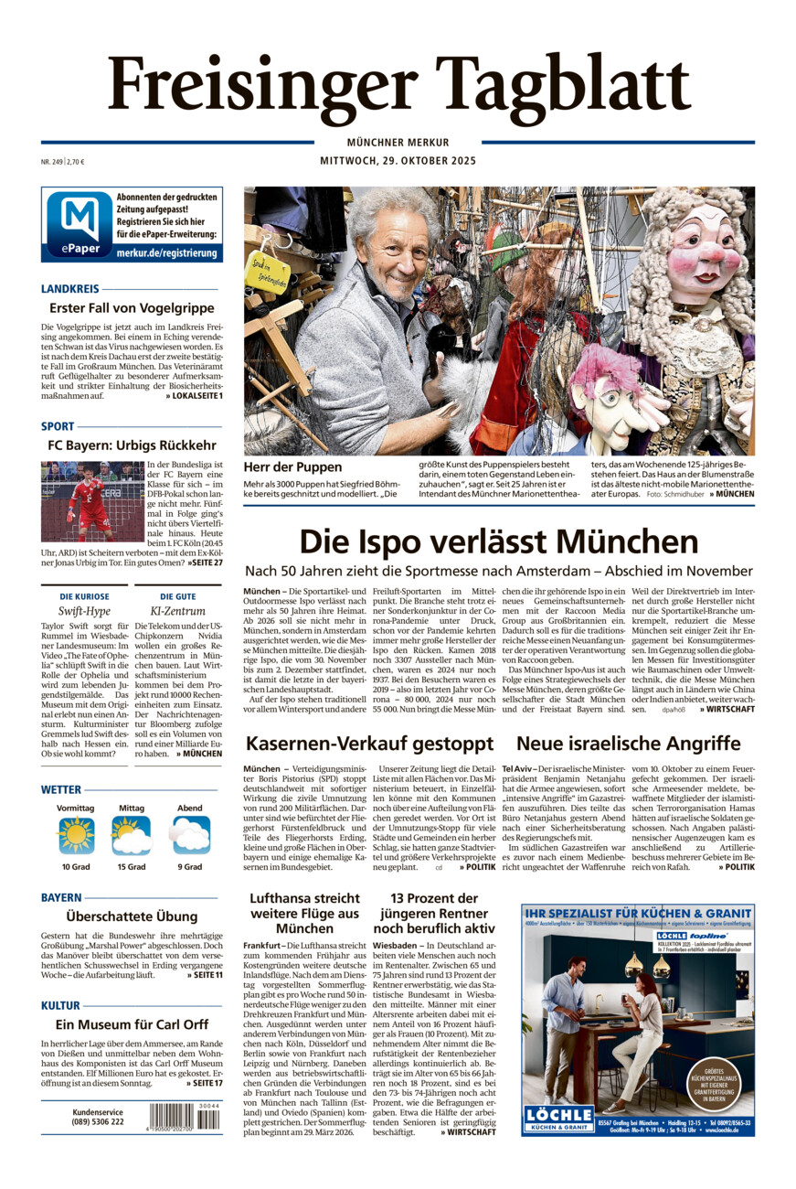 Freisinger Tagblatt vom Mittwoch, 29.10.2025