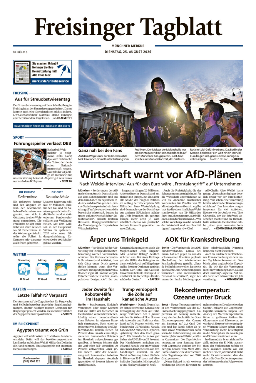 Freisinger Tagblatt vom Dienstag, 25.08.2026