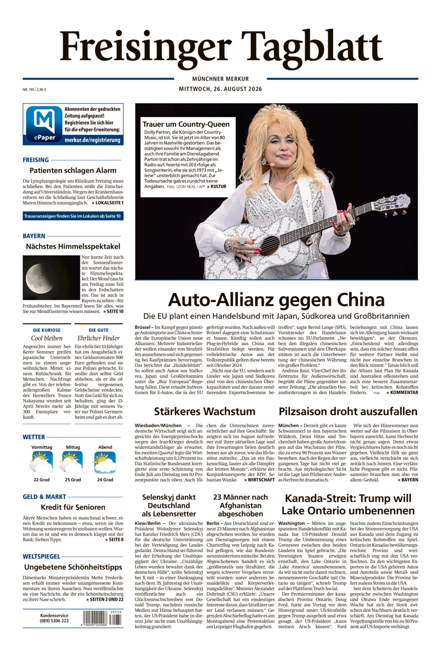 Freisinger Tagblatt vom Mittwoch, 26.08.2026