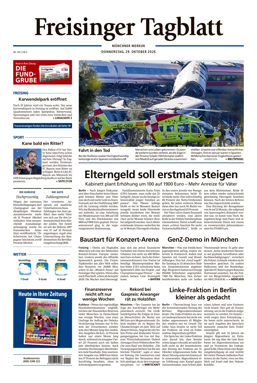 Freisinger Tagblatt vom Donnerstag, 29.10.2026