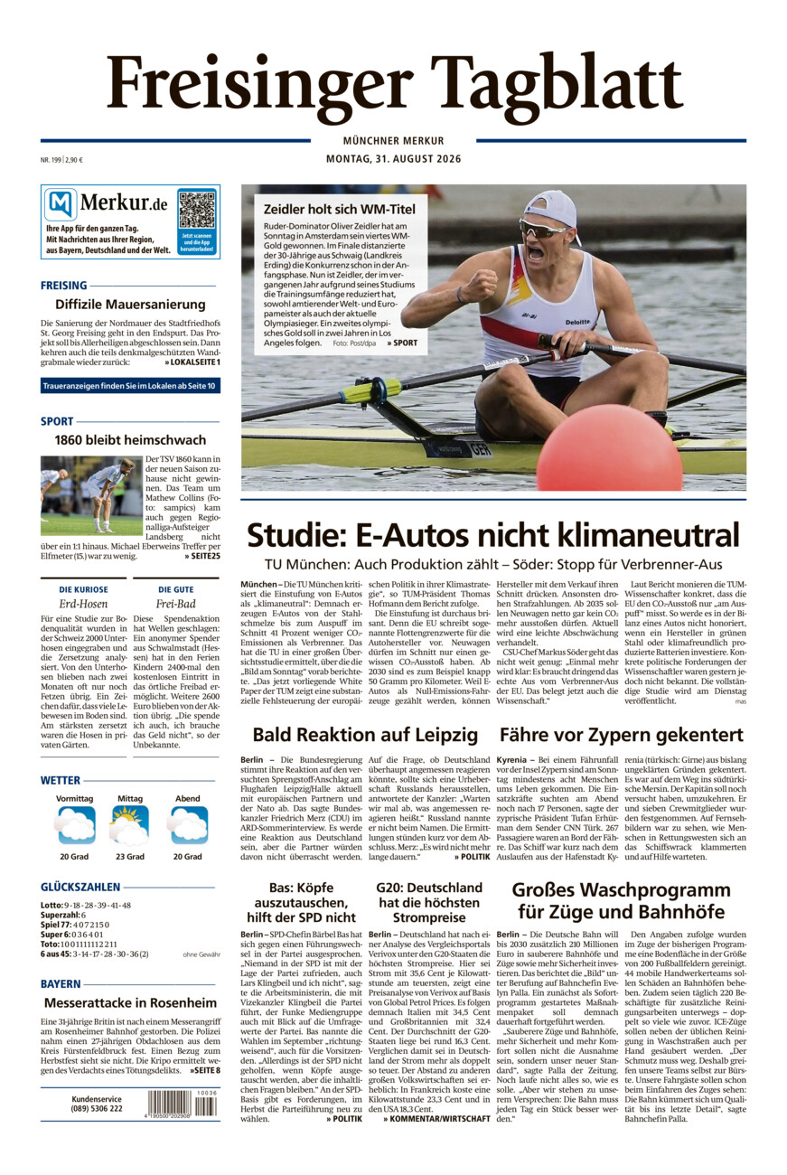 Freisinger Tagblatt vom Montag, 31.08.2026