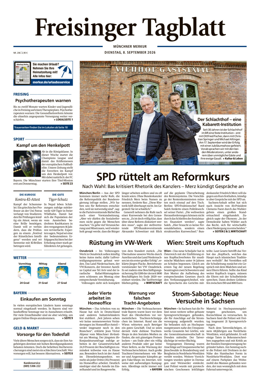 Freisinger Tagblatt vom Dienstag, 08.09.2026