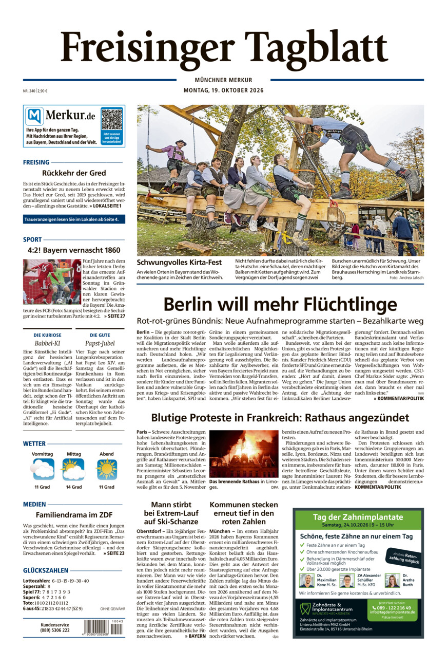 Freisinger Tagblatt vom Montag, 19.10.2026