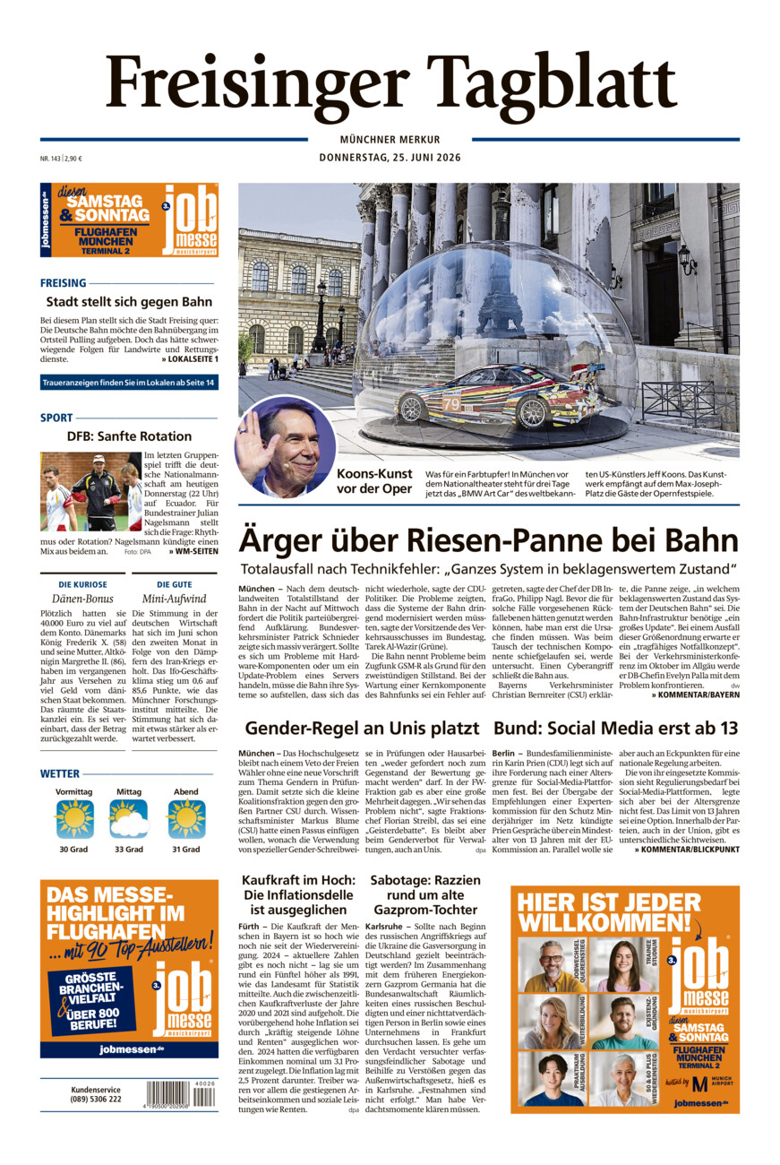 Freisinger Tagblatt vom Donnerstag, 25.06.2026