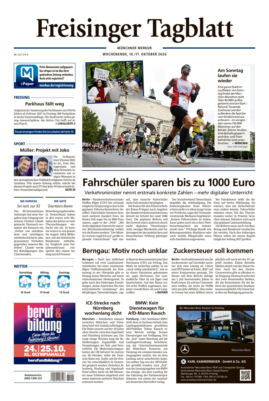 Freisinger Tagblatt vom Samstag, 10.10.2026