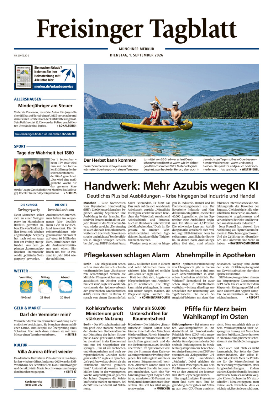 Freisinger Tagblatt vom Dienstag, 01.09.2026