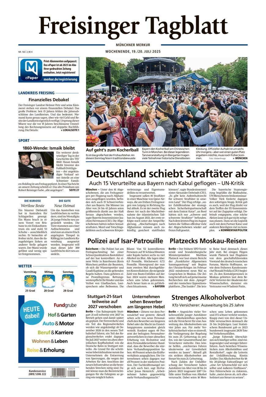 Freisinger Tagblatt vom Samstag, 19.07.2025