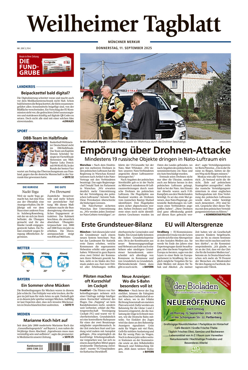Weilheimer Tagblatt vom Donnerstag, 11.09.2025