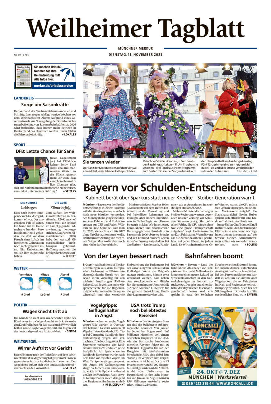 Weilheimer Tagblatt vom Dienstag, 11.11.2025