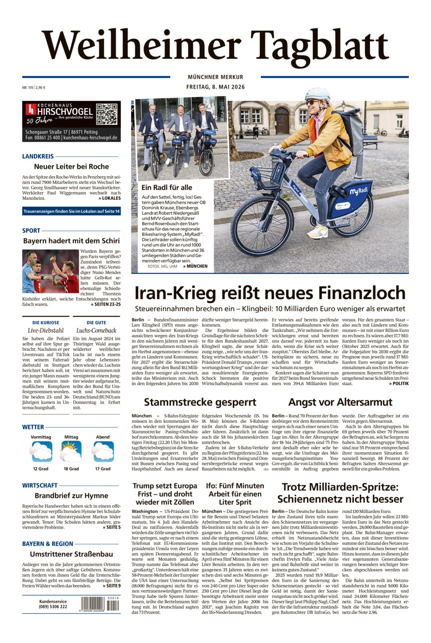 Weilheimer Tagblatt vom Freitag, 08.05.2026