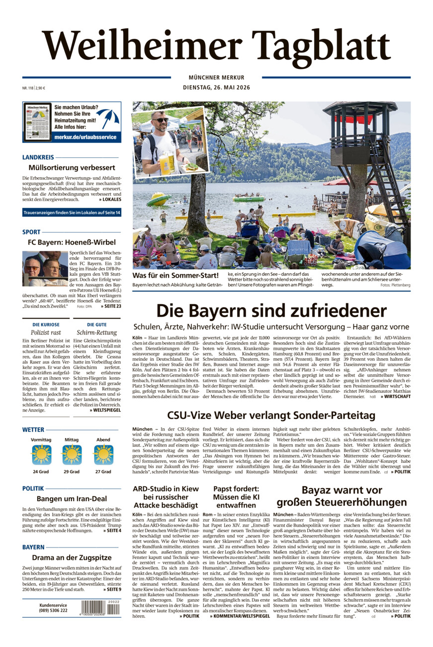 Weilheimer Tagblatt vom Dienstag, 26.05.2026
