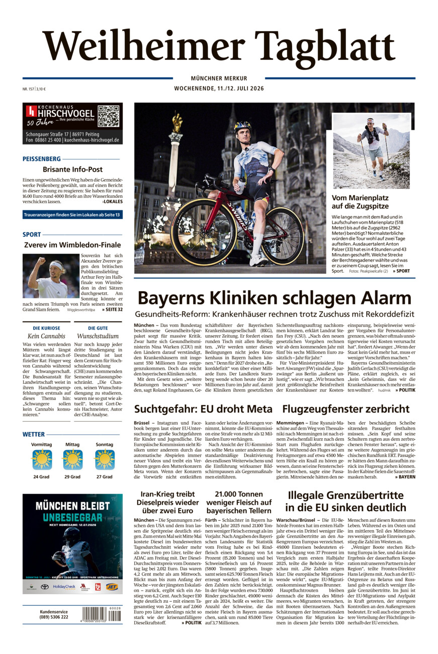 Weilheimer Tagblatt vom Samstag, 11.07.2026
