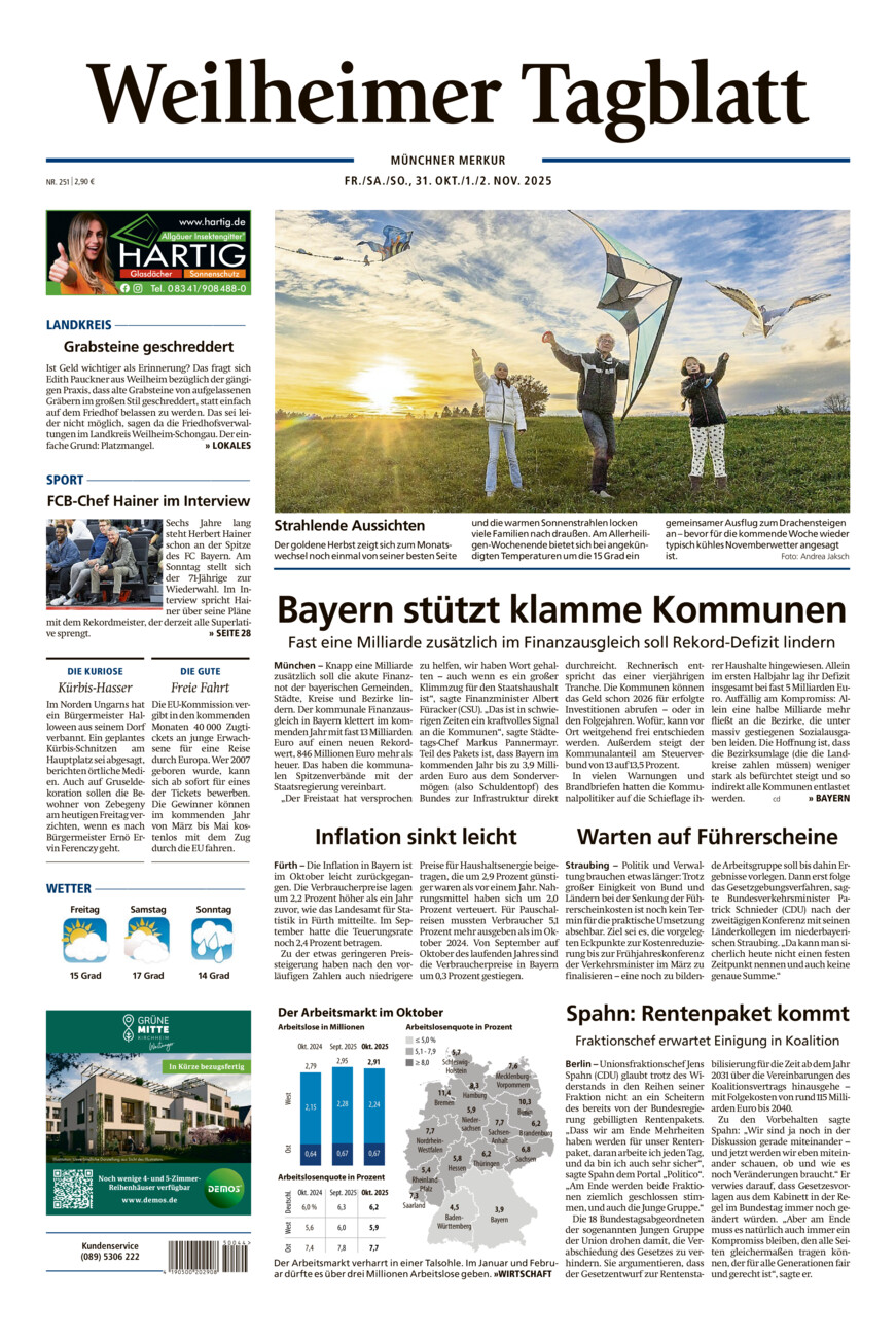 Weilheimer Tagblatt vom Freitag, 31.10.2025