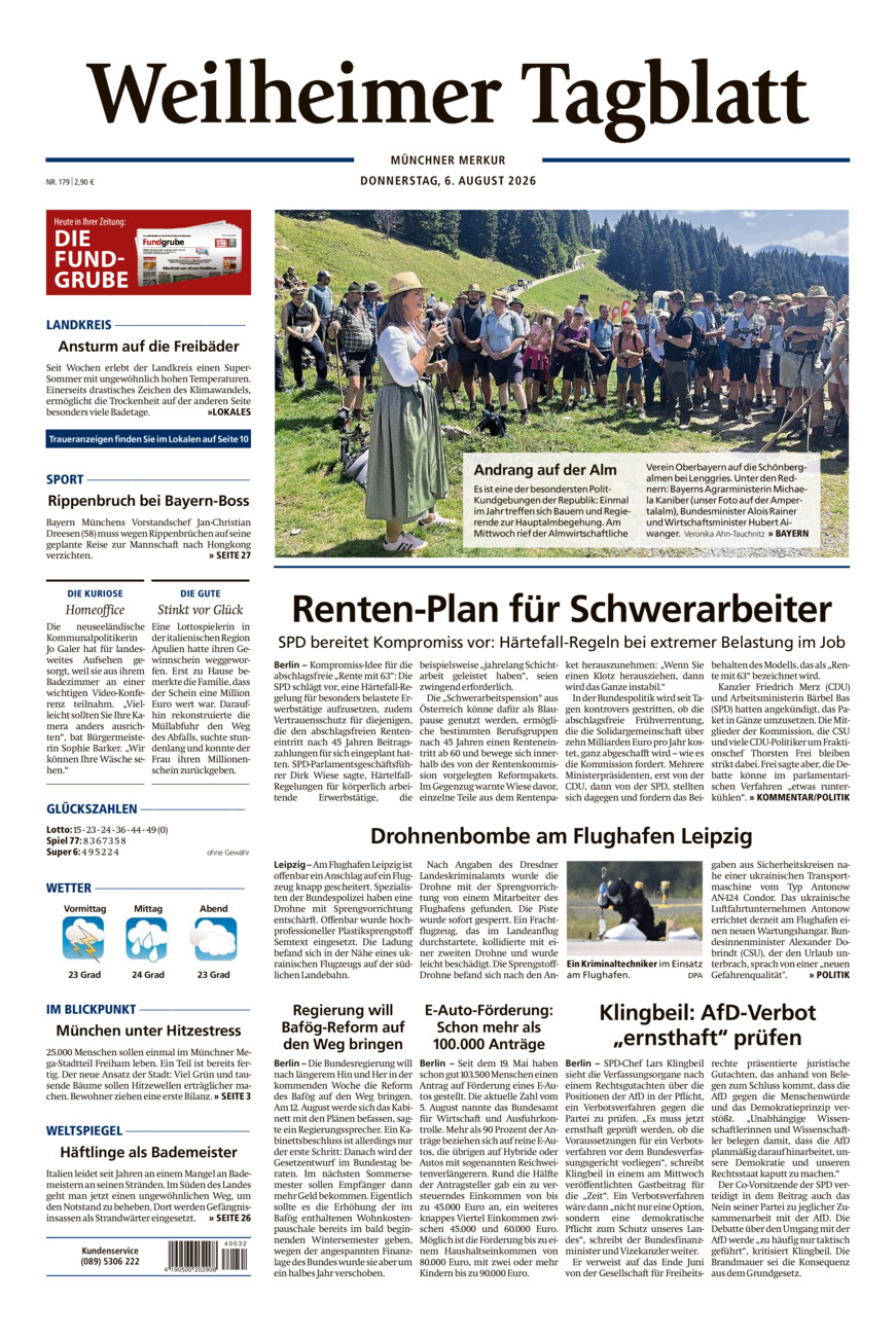 Weilheimer Tagblatt vom Donnerstag, 06.08.2026