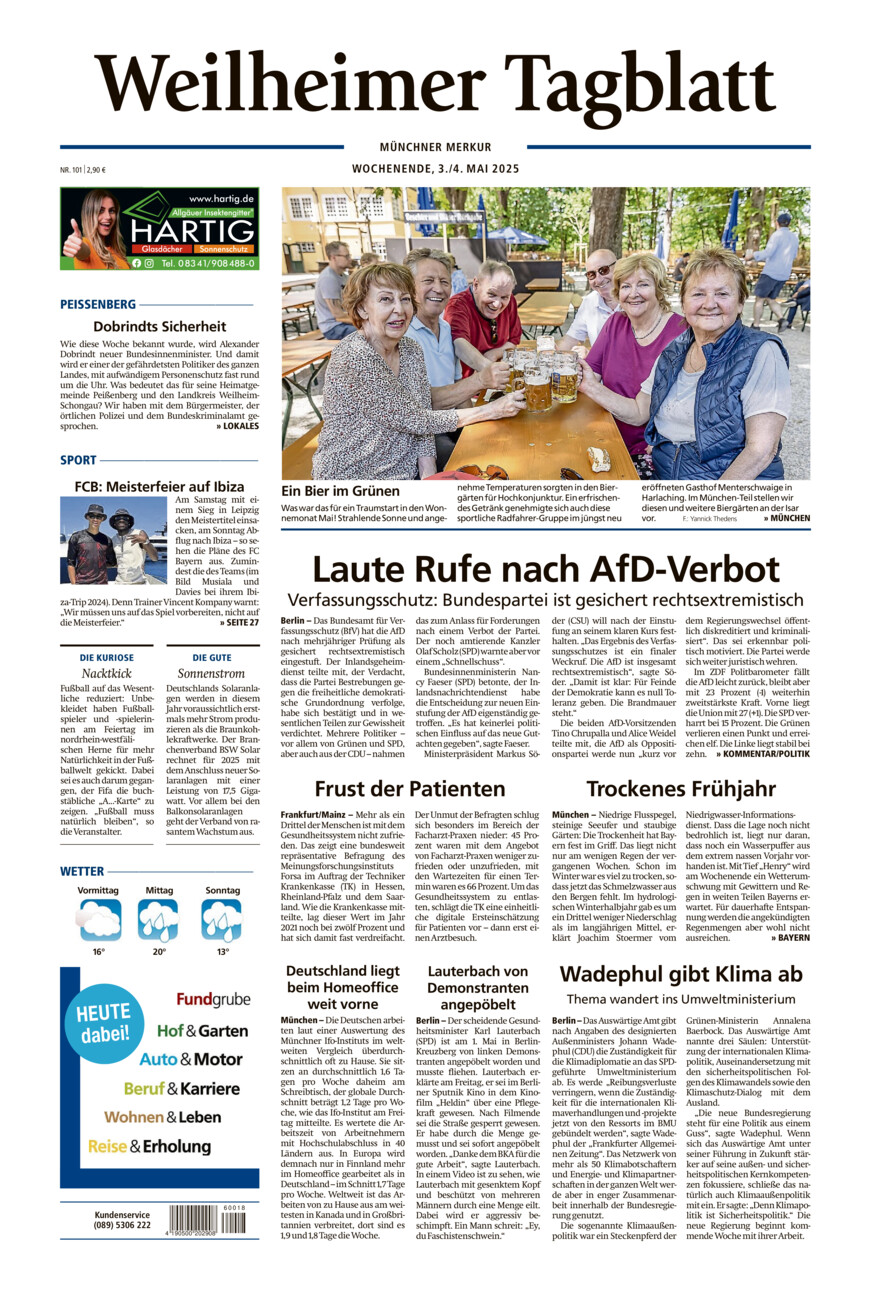 Weilheimer Tagblatt vom Samstag, 03.05.2025