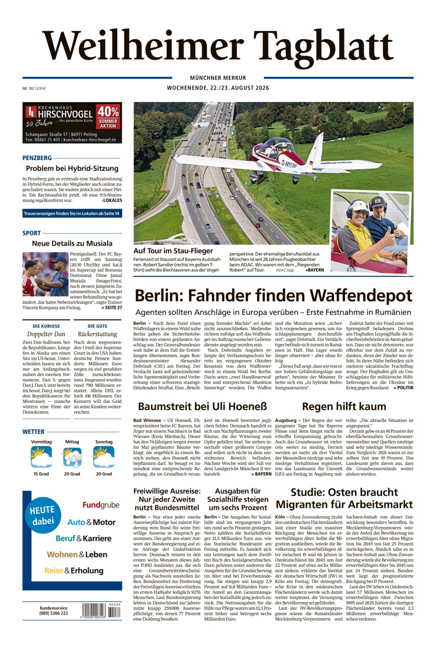 Weilheimer Tagblatt vom Samstag, 22.08.2026