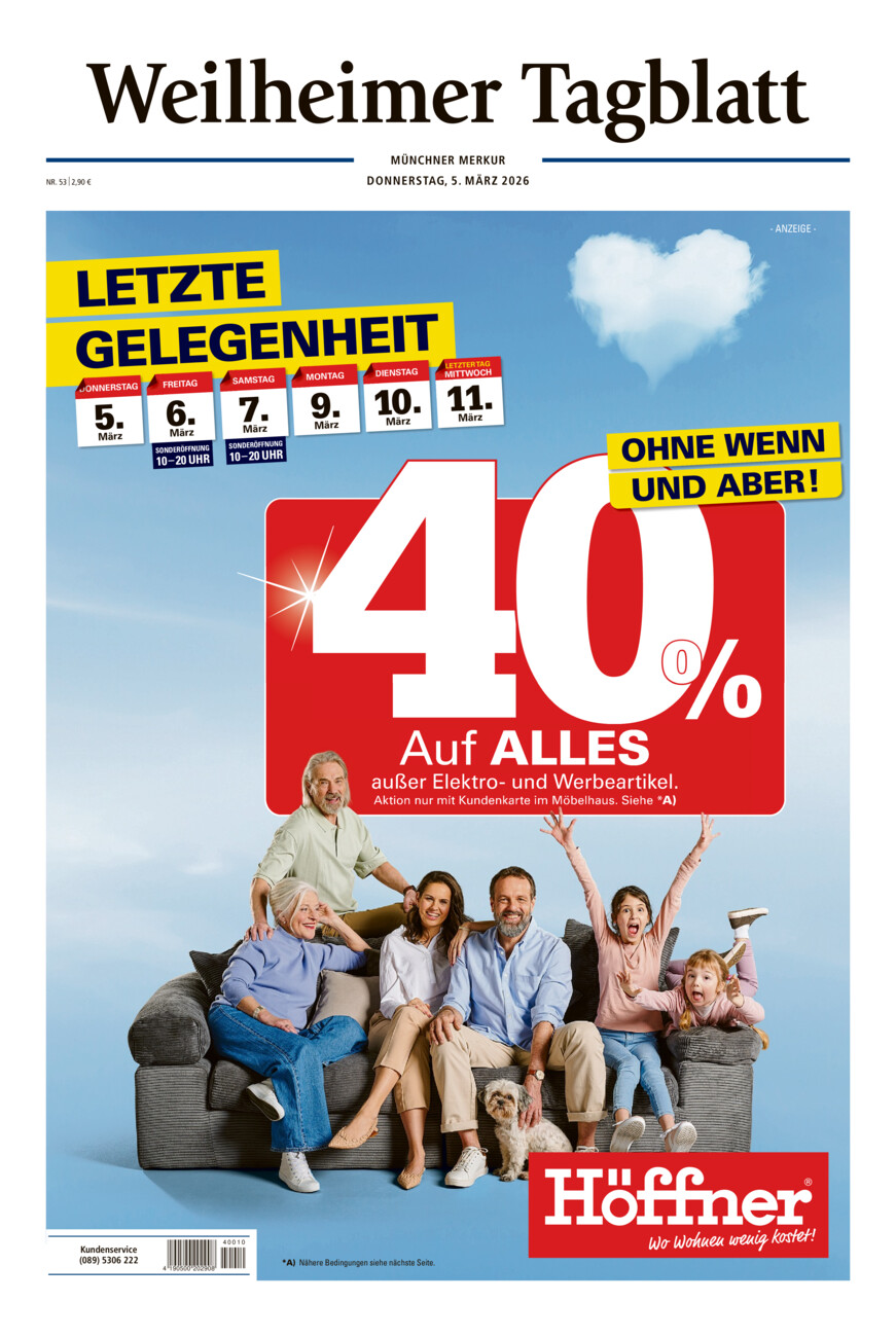 Weilheimer Tagblatt vom Donnerstag, 05.03.2026
