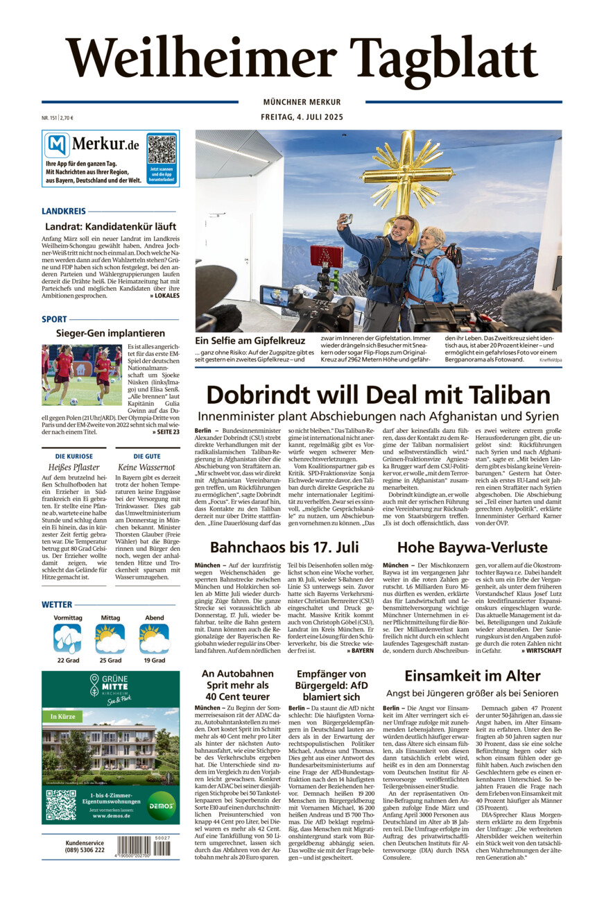 Weilheimer Tagblatt vom Freitag, 04.07.2025