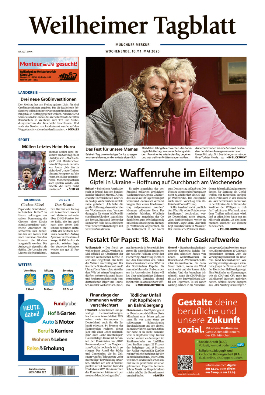 Weilheimer Tagblatt vom Samstag, 10.05.2025