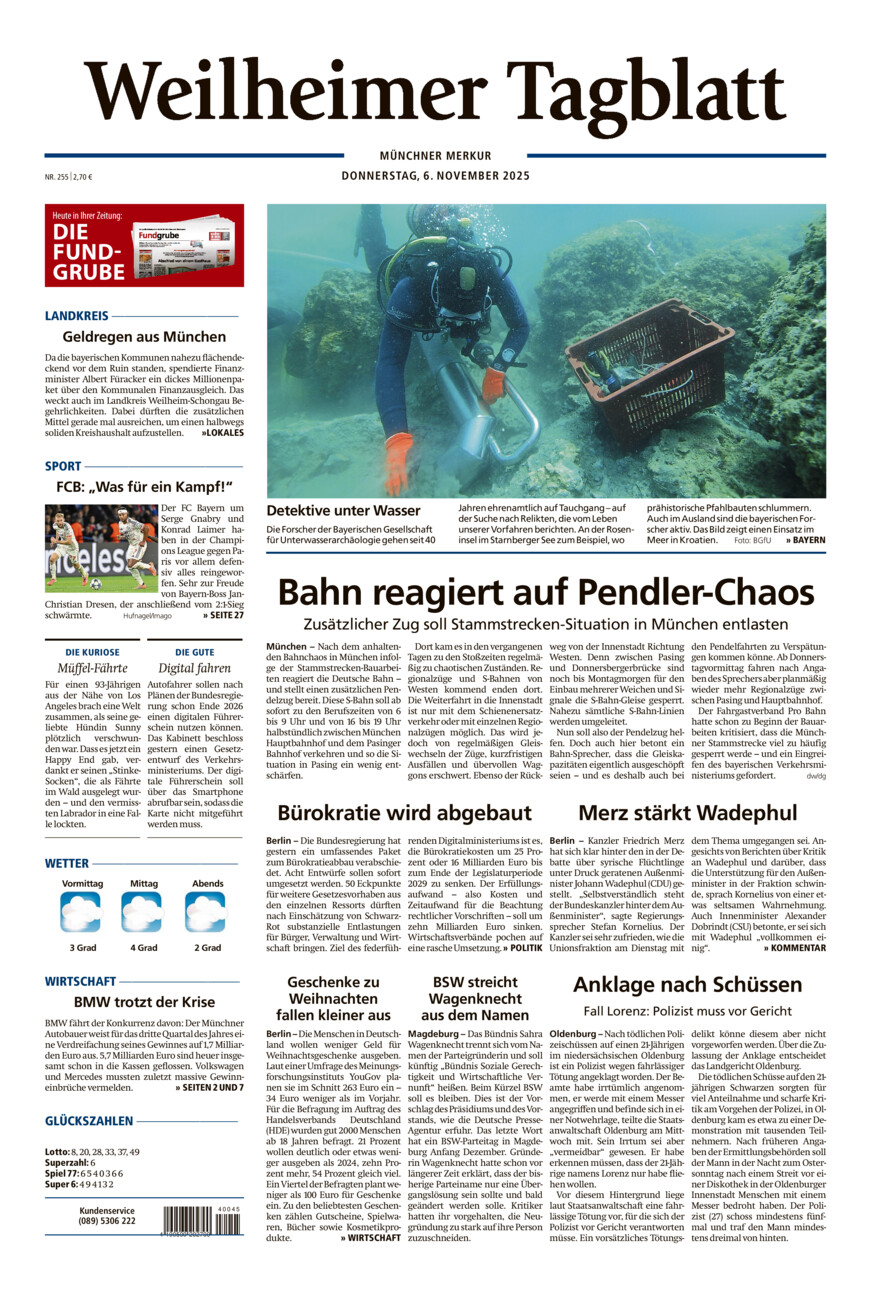 Weilheimer Tagblatt vom Donnerstag, 06.11.2025
