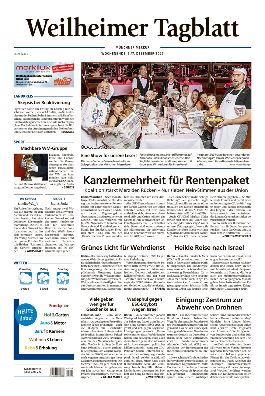Weilheimer Tagblatt vom Samstag, 06.12.2025