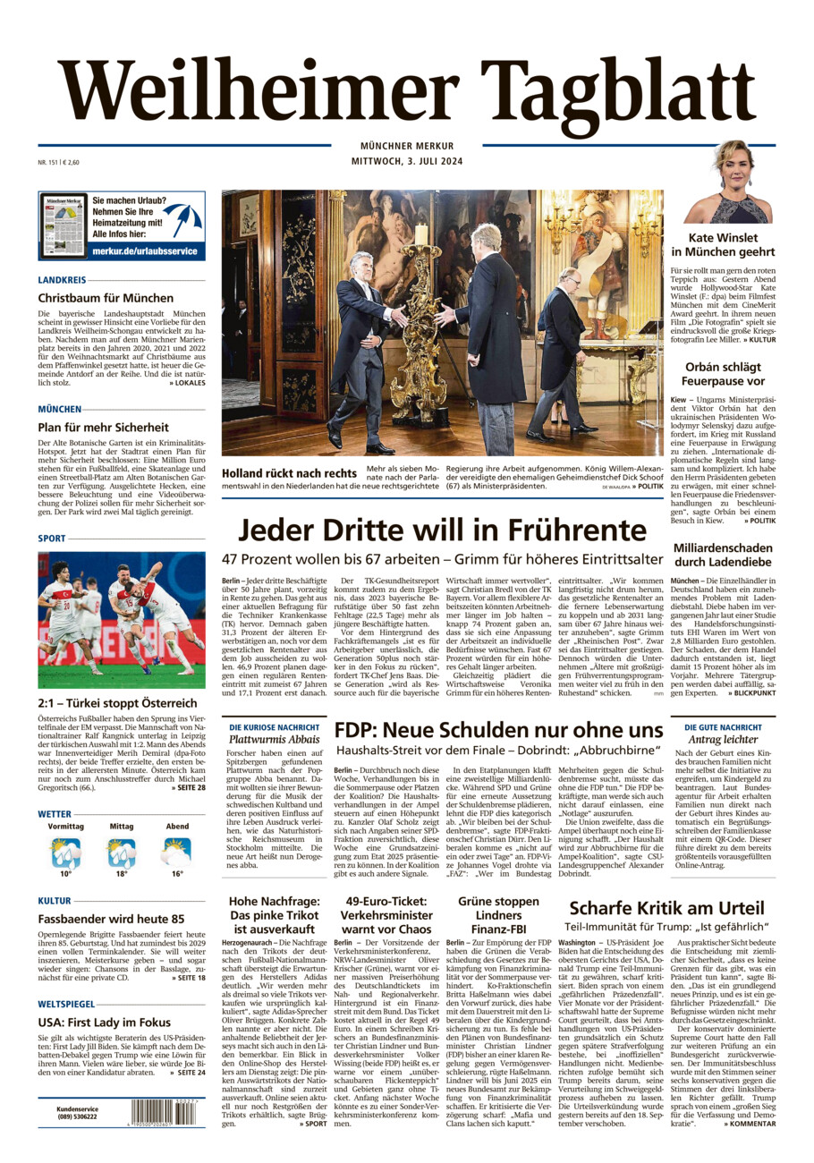 Weilheimer Tagblatt vom Mittwoch, 03.07.2024