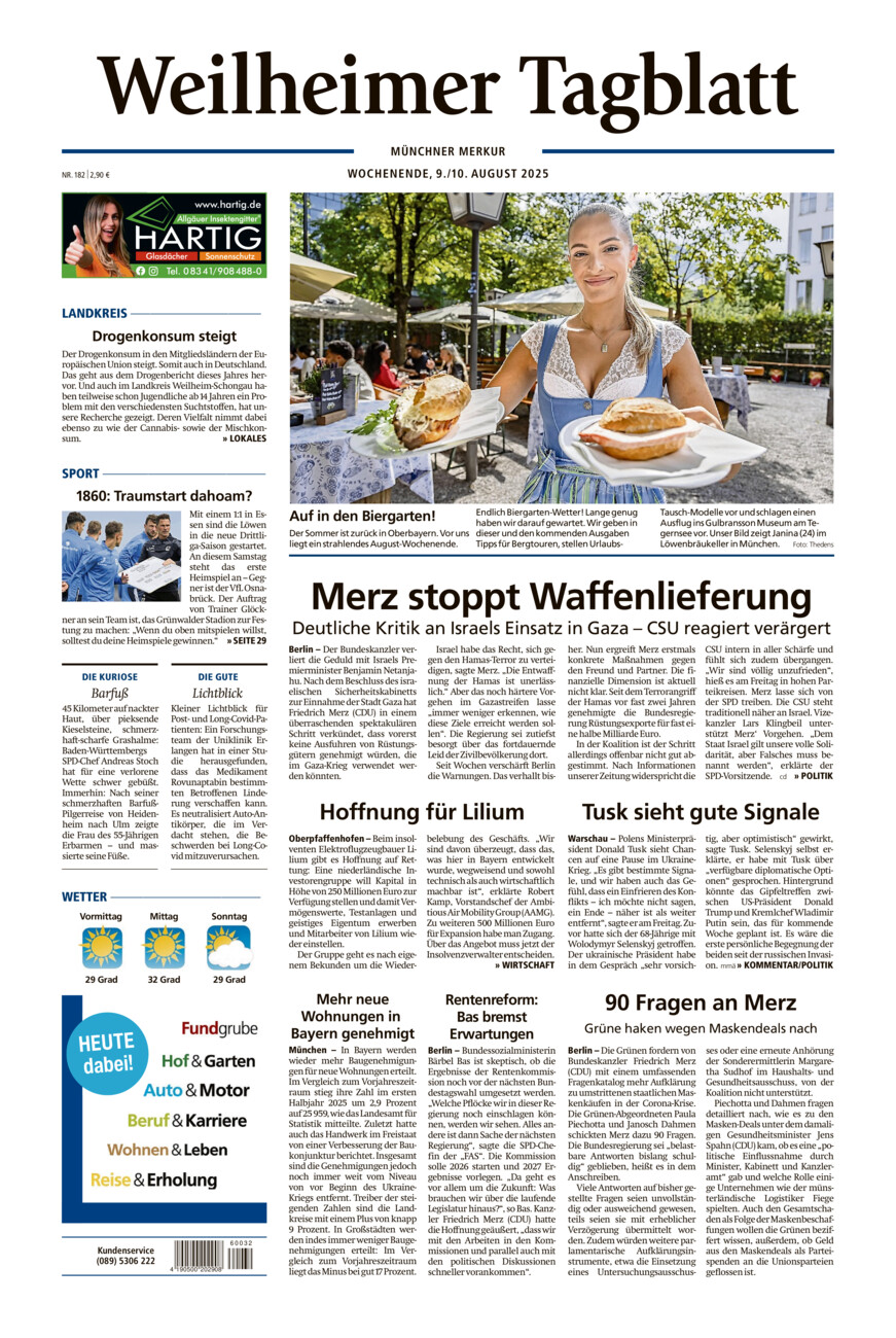 Weilheimer Tagblatt vom Samstag, 09.08.2025