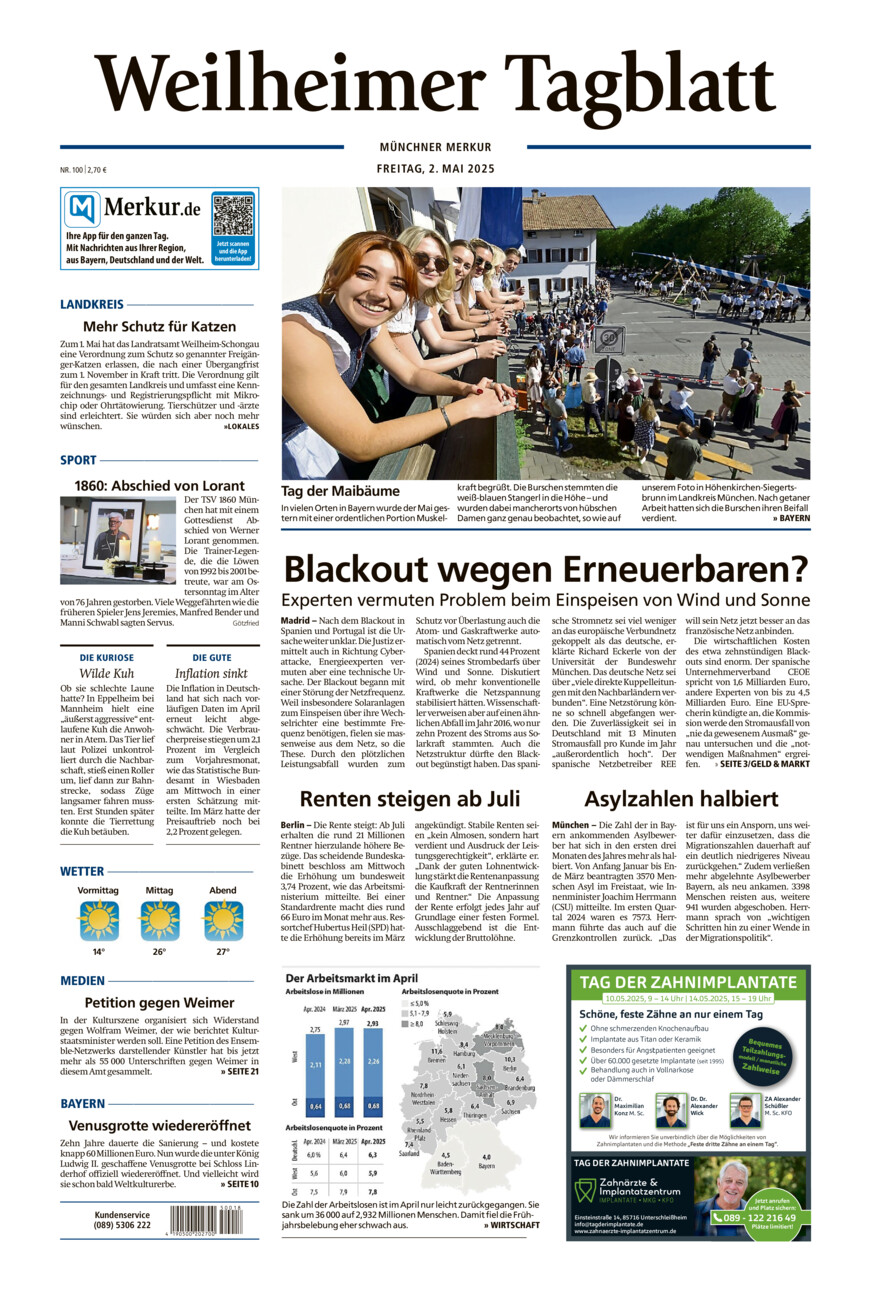 Weilheimer Tagblatt vom Freitag, 02.05.2025