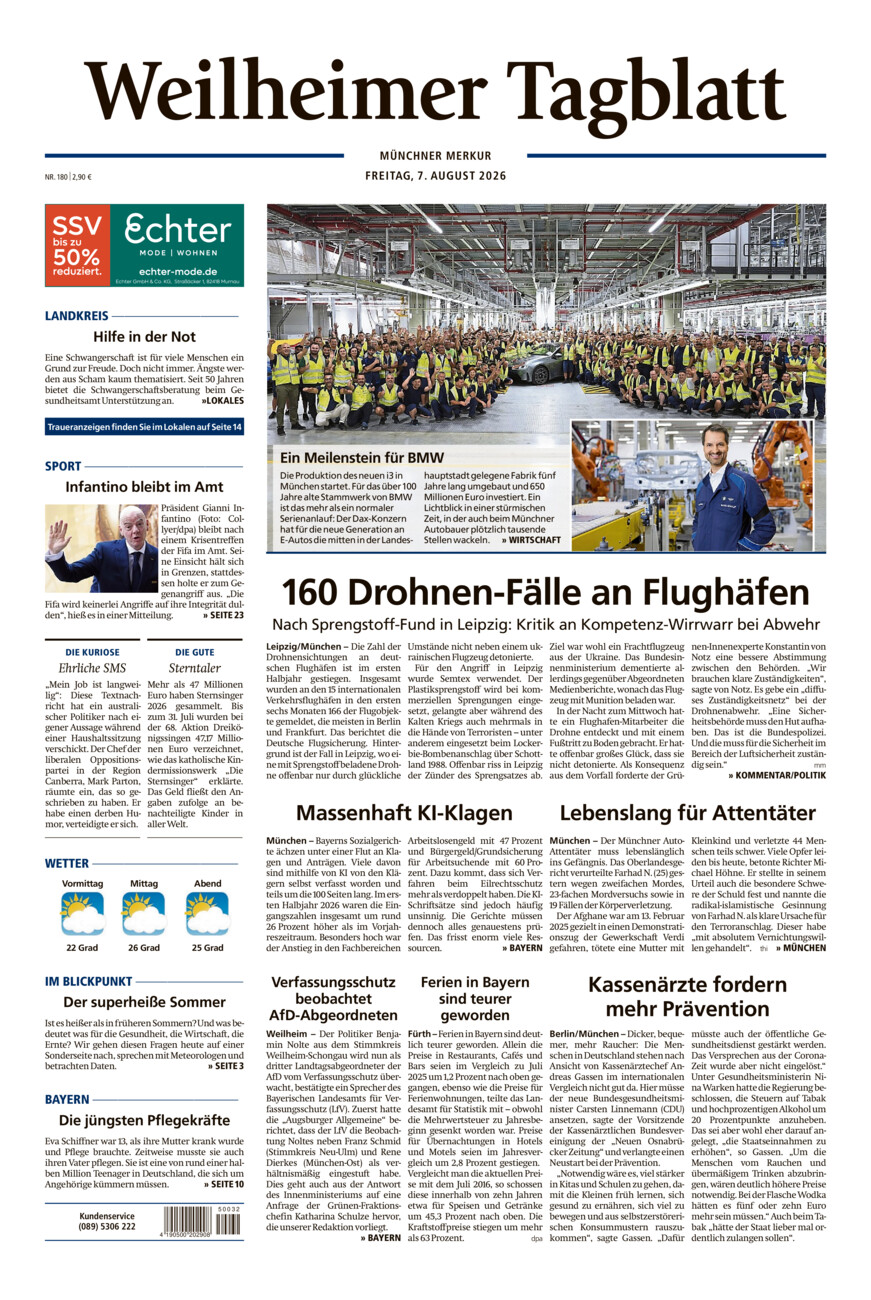 Weilheimer Tagblatt vom Freitag, 07.08.2026