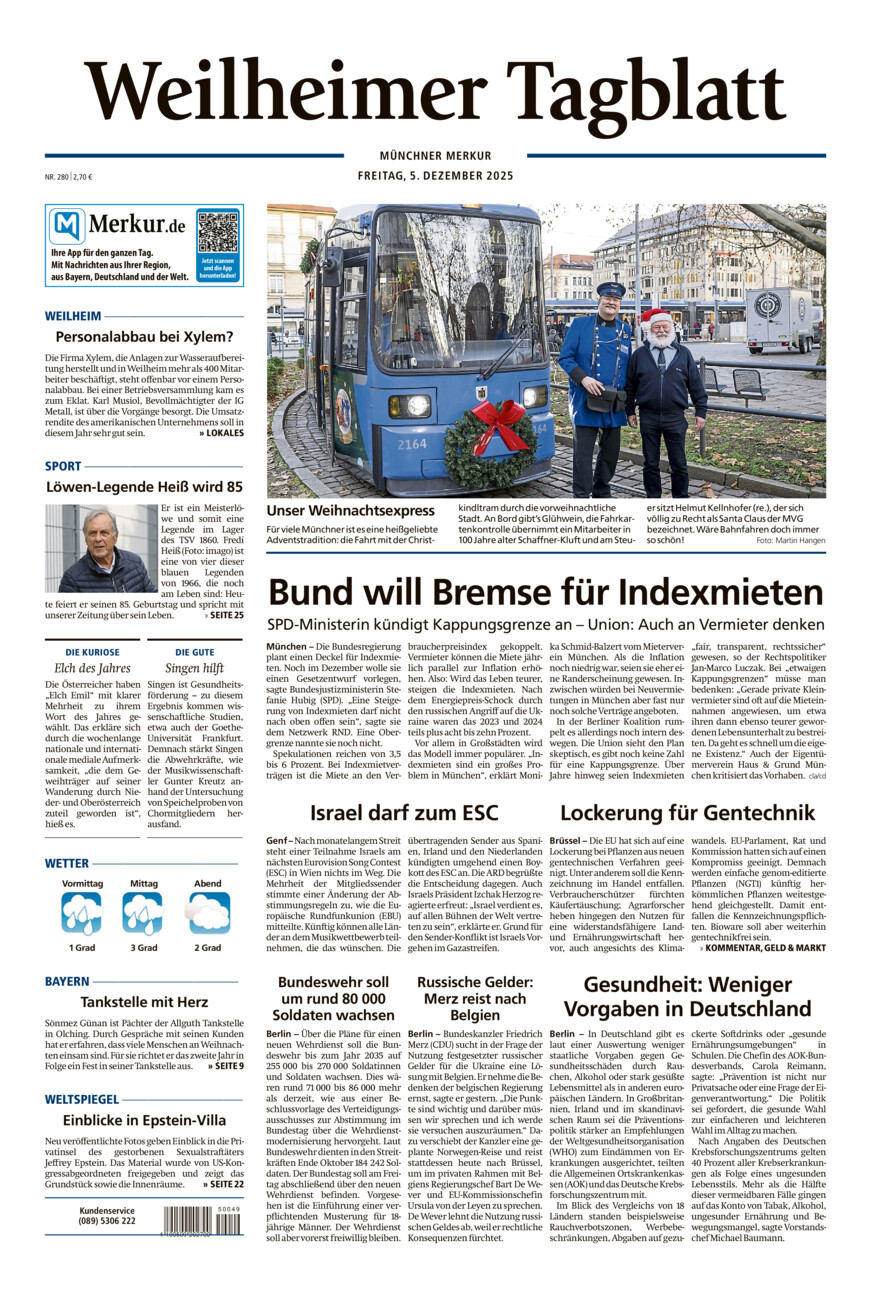 Weilheimer Tagblatt vom Freitag, 05.12.2025