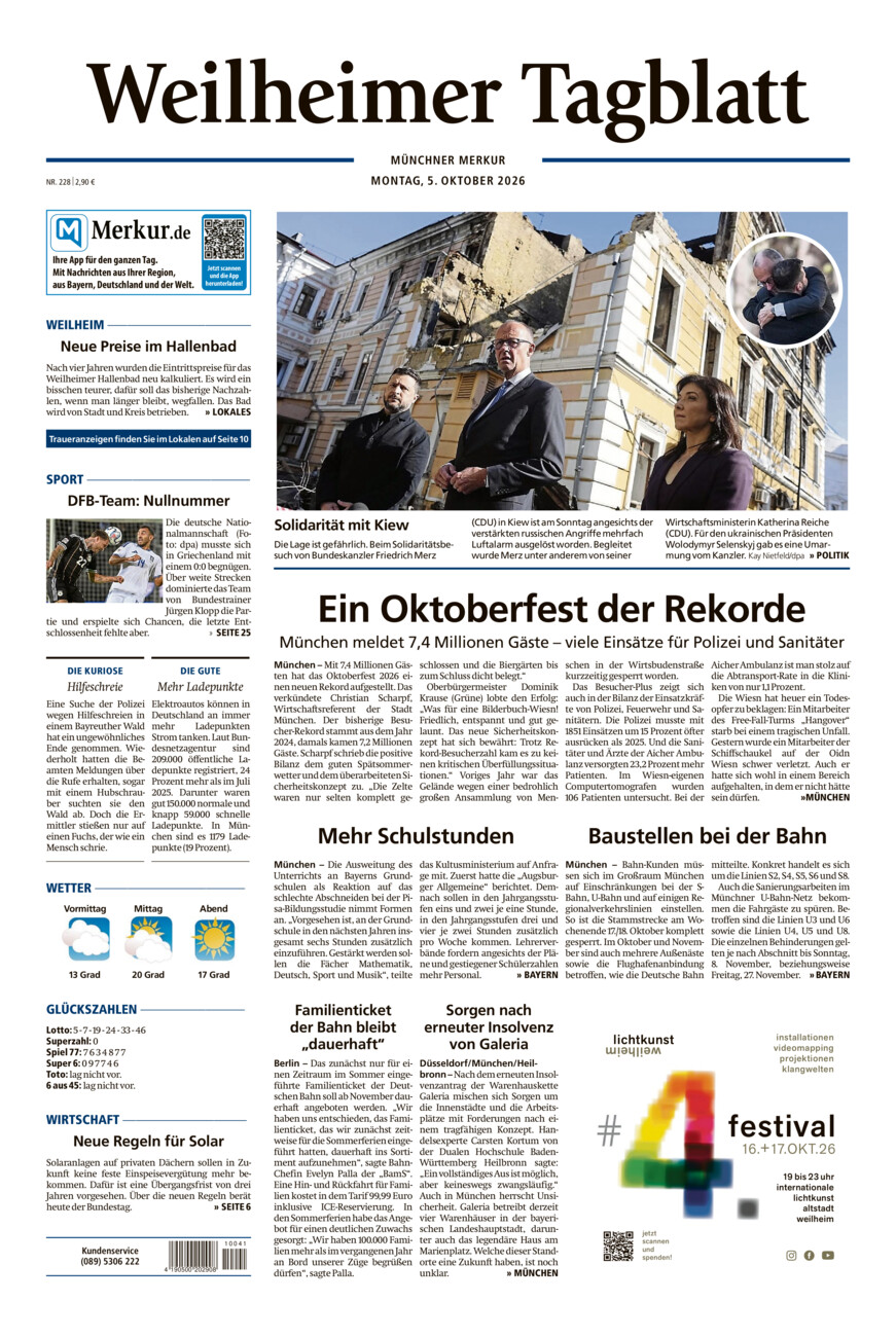 Weilheimer Tagblatt vom Montag, 05.10.2026