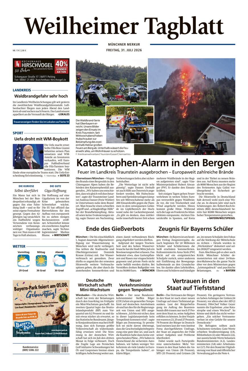 Weilheimer Tagblatt vom Freitag, 31.07.2026
