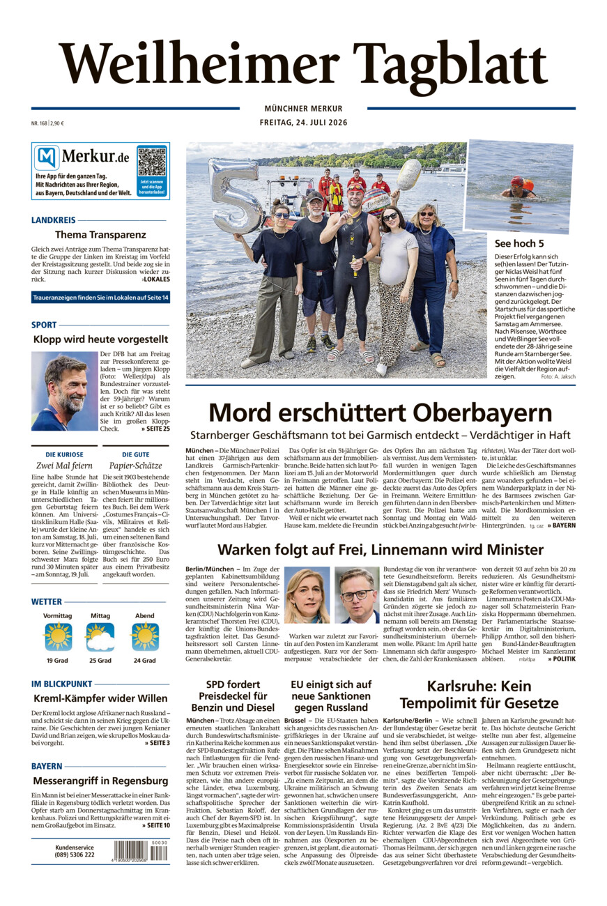 Weilheimer Tagblatt vom Freitag, 24.07.2026