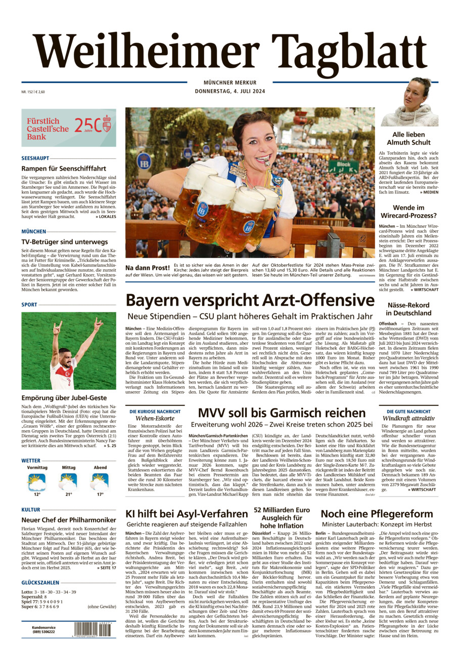 Weilheimer Tagblatt vom Donnerstag, 04.07.2024