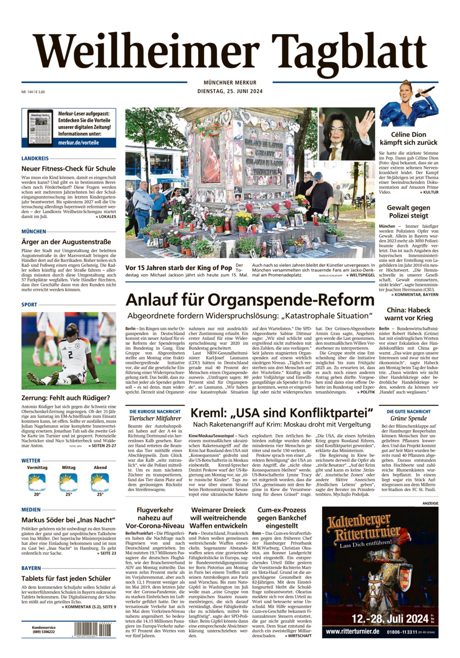 Weilheimer Tagblatt vom Dienstag, 25.06.2024