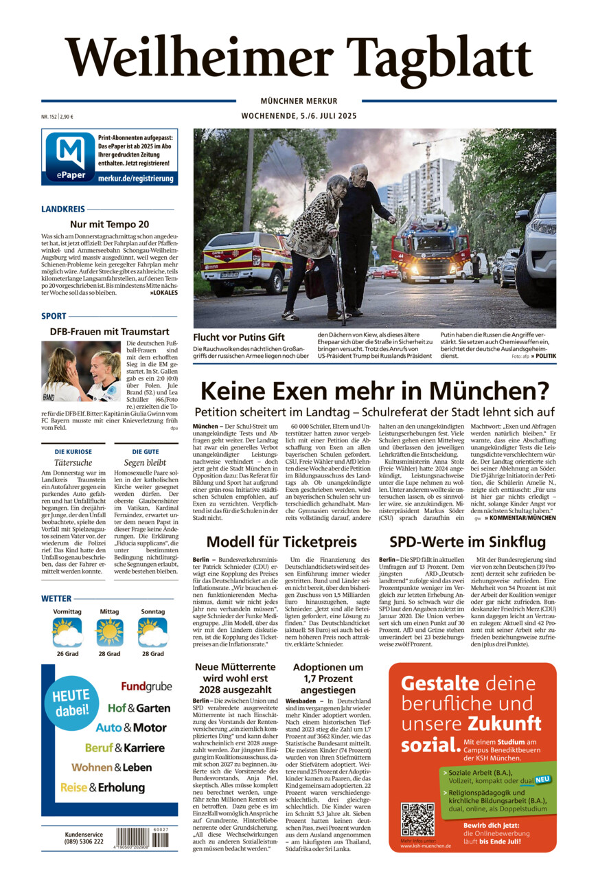 Weilheimer Tagblatt vom Samstag, 05.07.2025