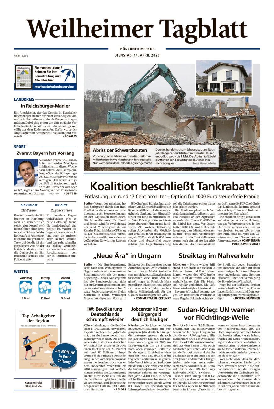 Weilheimer Tagblatt vom Dienstag, 14.04.2026