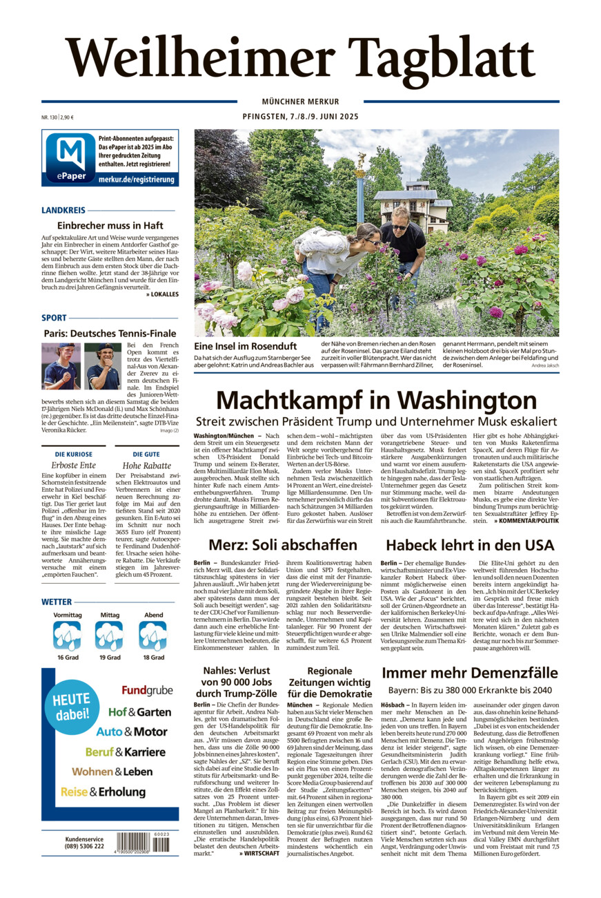 Weilheimer Tagblatt vom Samstag, 07.06.2025