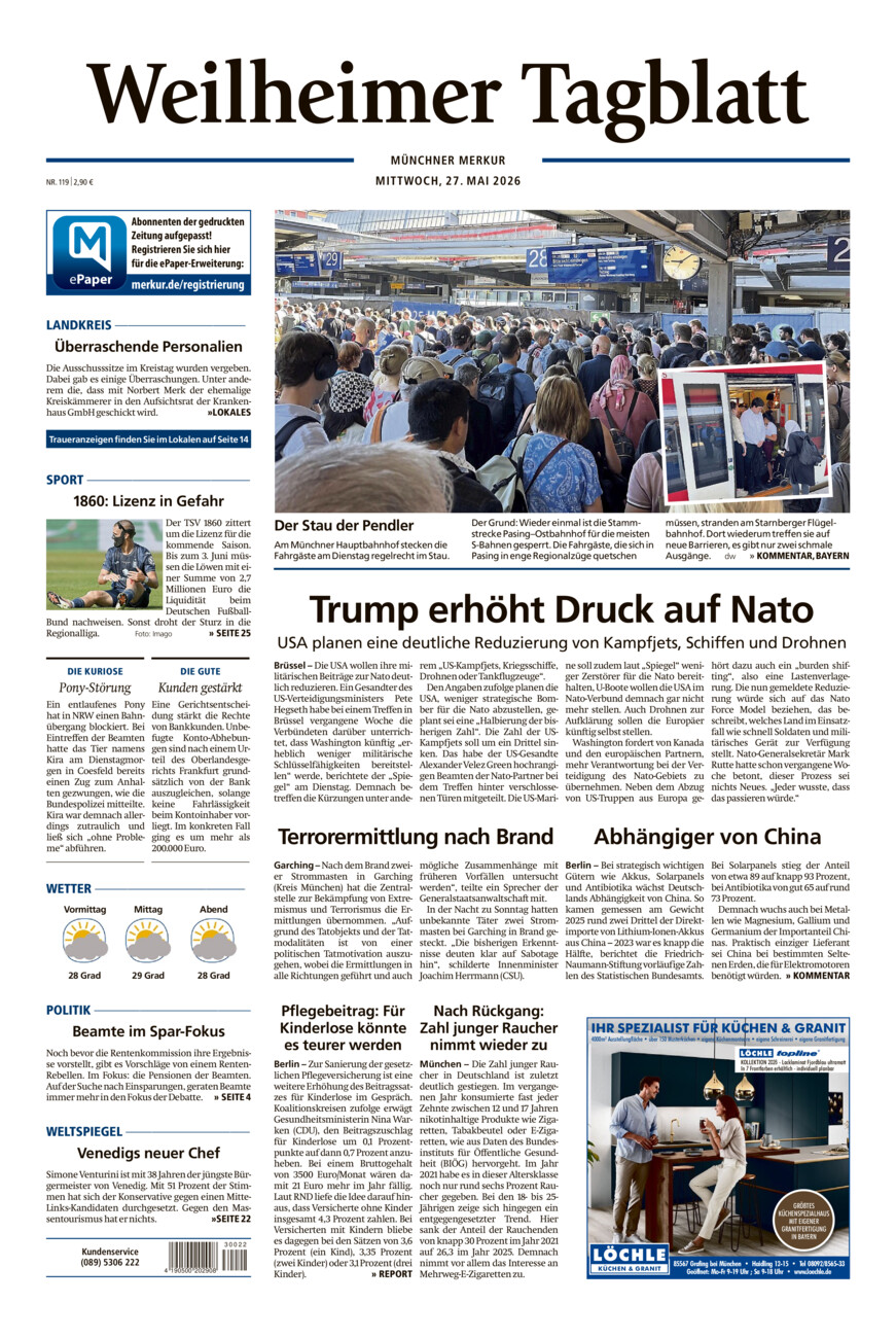 Weilheimer Tagblatt vom Mittwoch, 27.05.2026