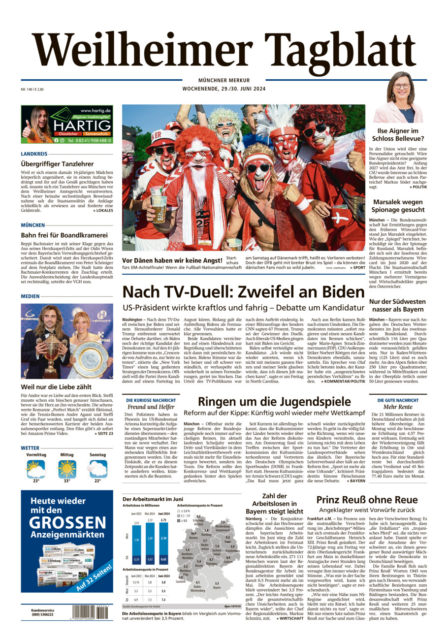 Weilheimer Tagblatt vom Samstag, 29.06.2024