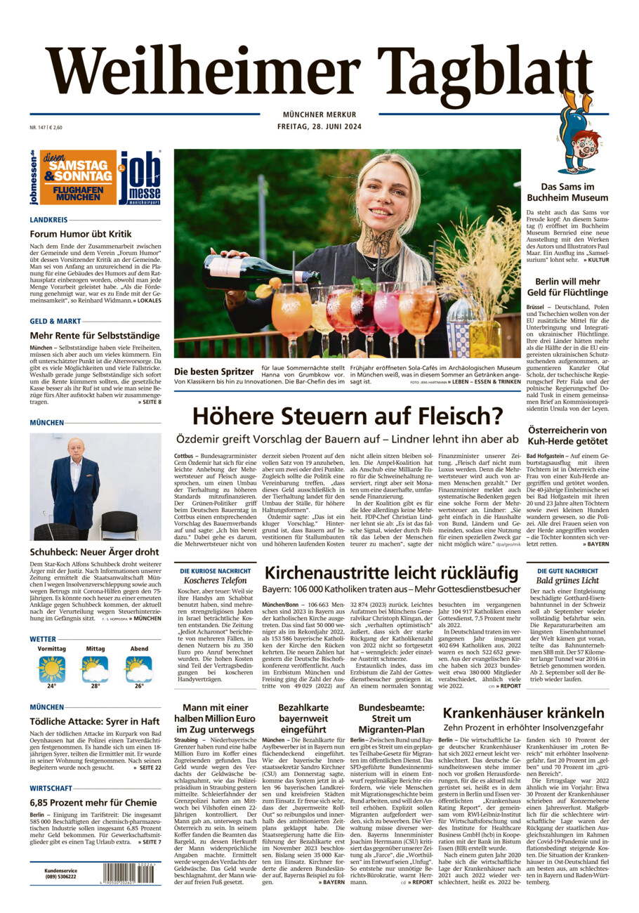 Weilheimer Tagblatt vom Freitag, 28.06.2024